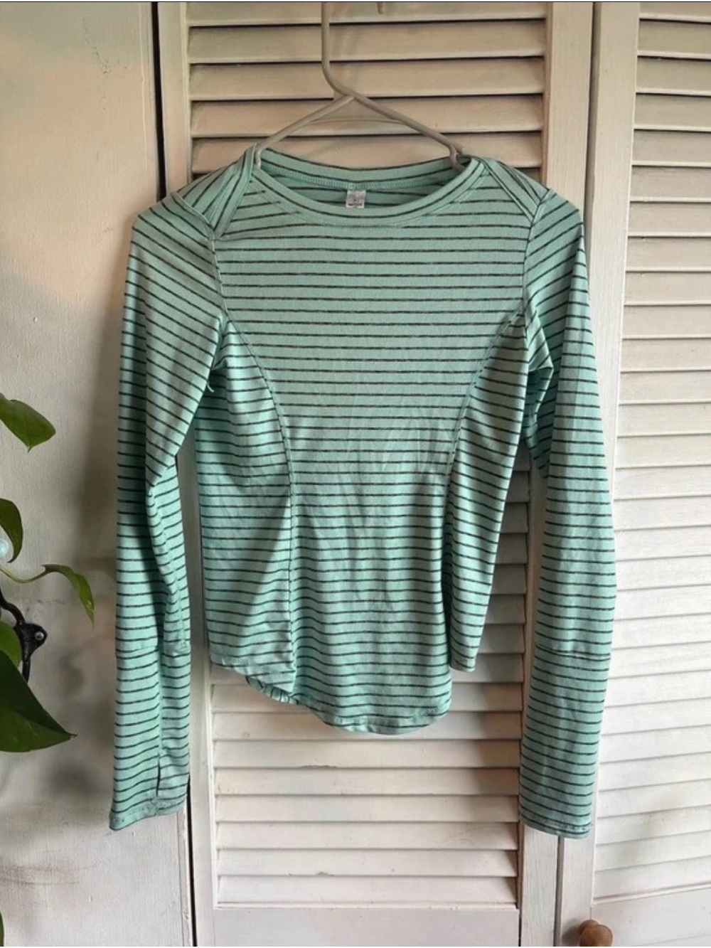 90 Degree By Reflex Mint Stripe Long Sleeve Tee